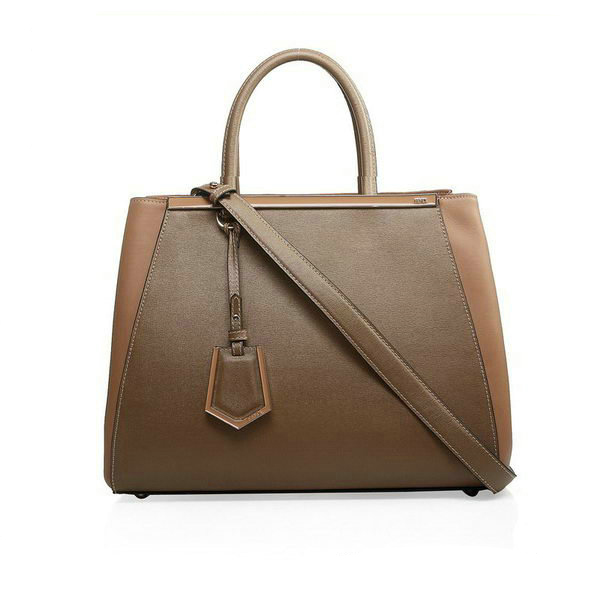 Fendi 2Jours Original Leather Tote Bag F2552M Khaki