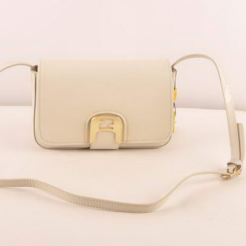 Fendi Chameleon Classic Saffiiano Leather Small Shoulder Bag 2541 White