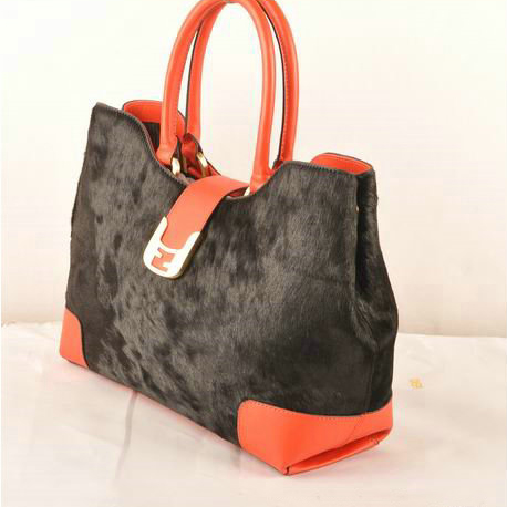 Fendi 2jours Horsehair Tote Bag F2546 Black