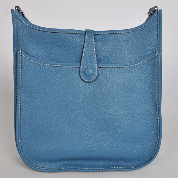 Hermes 28cm Evelyn bag clemence leather in Medium Blue