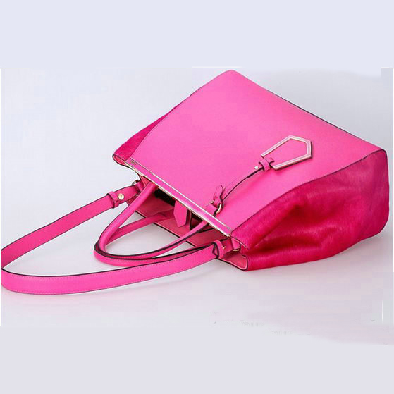 2Jours Saffiiano Leather Horsehair Tote Bag F001 Peach