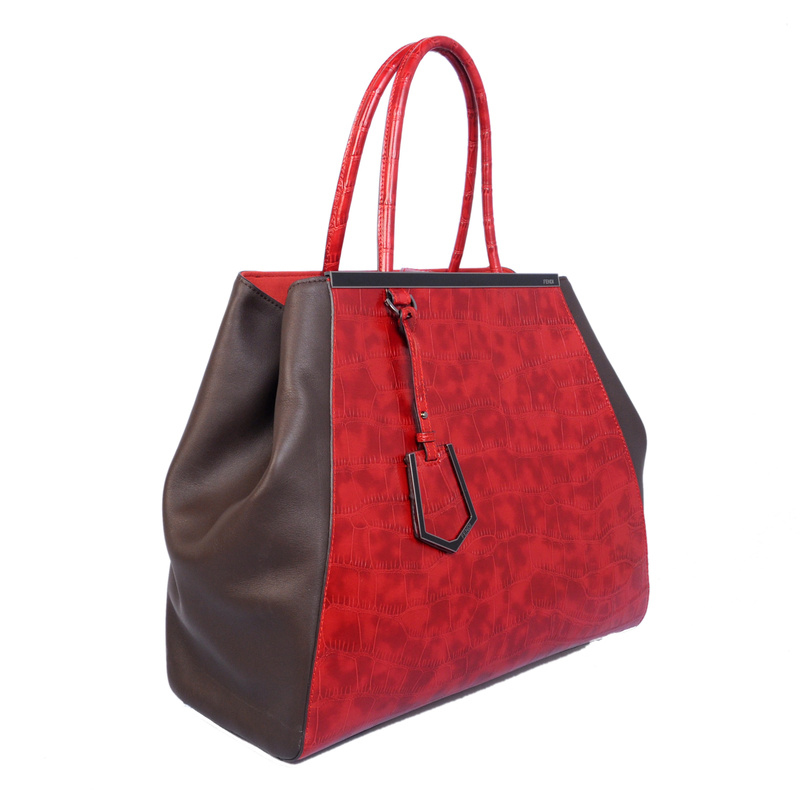 Fendi Fall Winter 2012 2Jours Red Original Croco Leather Tote Bag