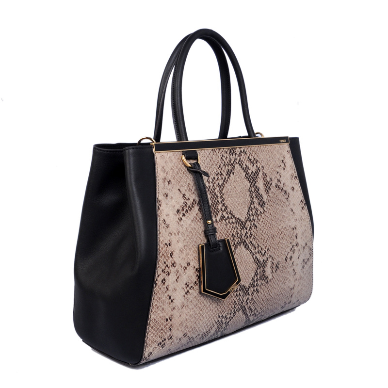 Fendi '2Jours' Snake stripes Leather shoulder and tote bag