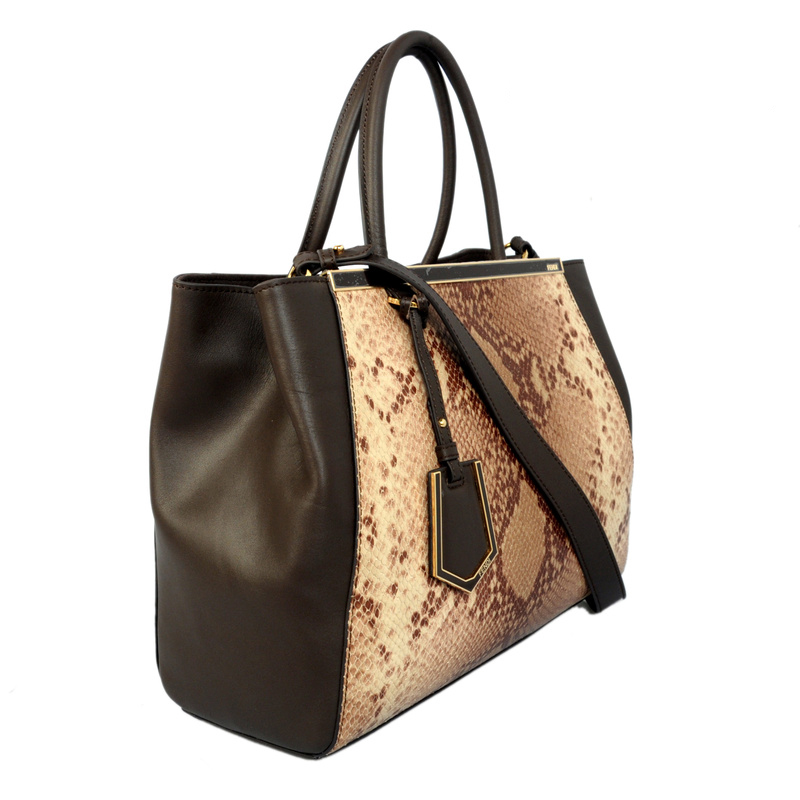 Fendi '2Jours' Snake stripes Leather shoulder and tote bag
