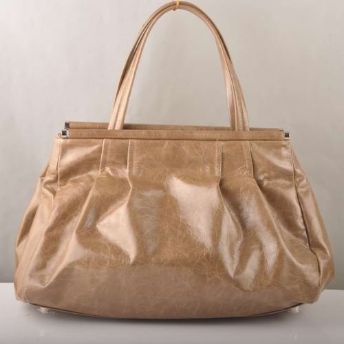 Miu Miu Tote Handbags Oil Wax Leather 8001 Coffee