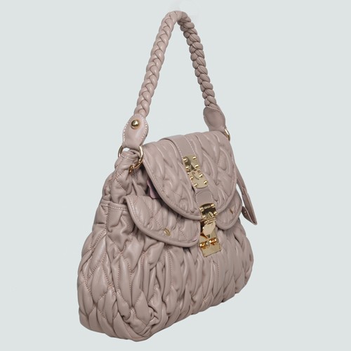 Miu Miu Tote Flap Bags Matelasse Nappa Leather 90290 Grey