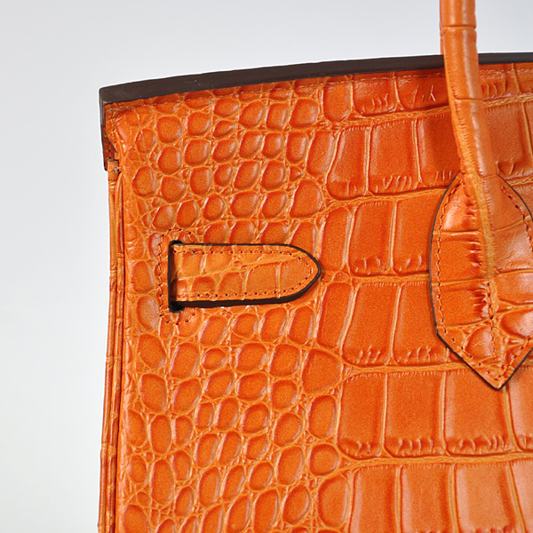 Hermes Birkin 35CM Crocodile stripes leather in Orange with Gold hardware