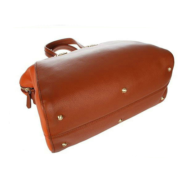 Fendi Large Chameleon Calfskin Top Zip Tote Bag F8812 Tan&Orange&Black