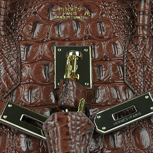 Hermes Birkin 35CM Tote Bag Croco Brown Leather H6089 Gold