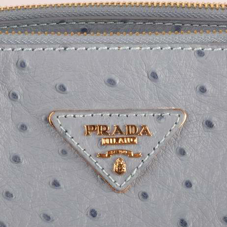 Prada Maxi Ostrich Leather Tote Bag Light Blue