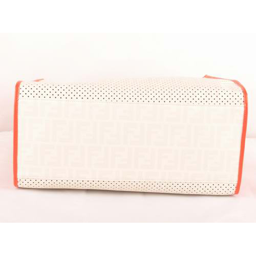 Fendi Punch Saffiiano Leather Shoulder Bag F2543 White