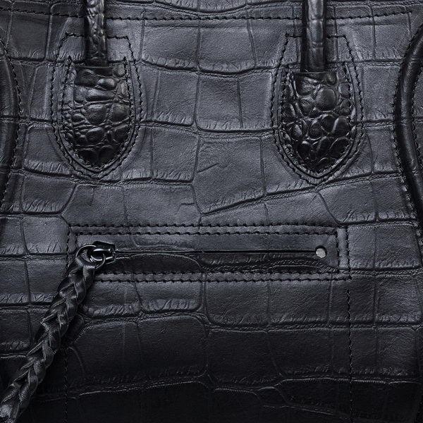 Celine Luggage Phantom Croco Original Leather Bags Black