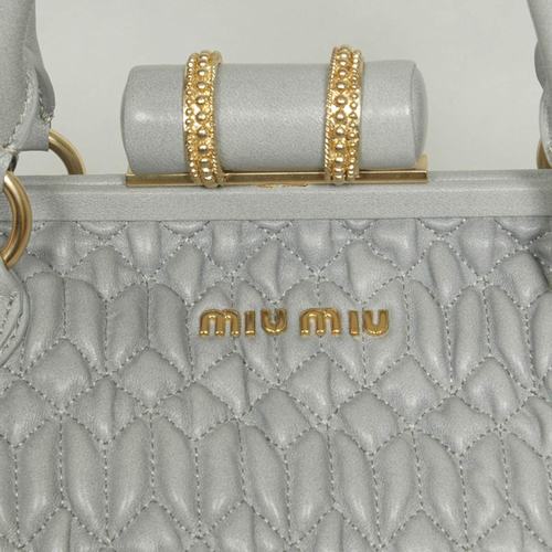 Miu Miu Nappa Leather Cloquet Tote Bag 8662L Grey