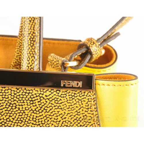 Fendi 2Jours Cannage&Ferrari Leather Tote Bag F2552S Lemon