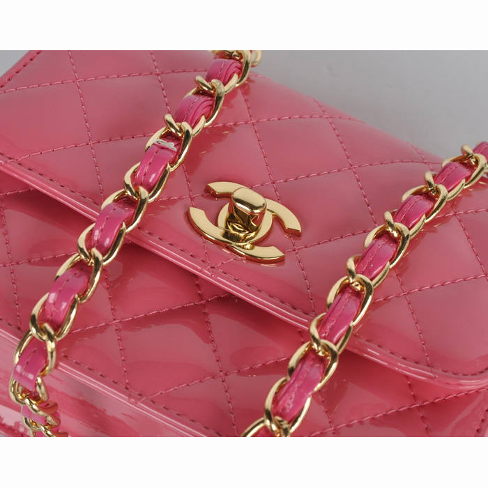 Chanel Classic Micro Flap Bag 1118 peach Patent leather Gold Hardware