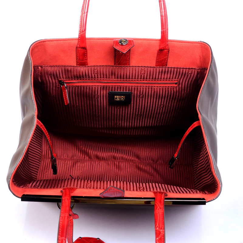 Fendi Fall Winter 2012 2Jours Red Original Croco Leather Tote Bag
