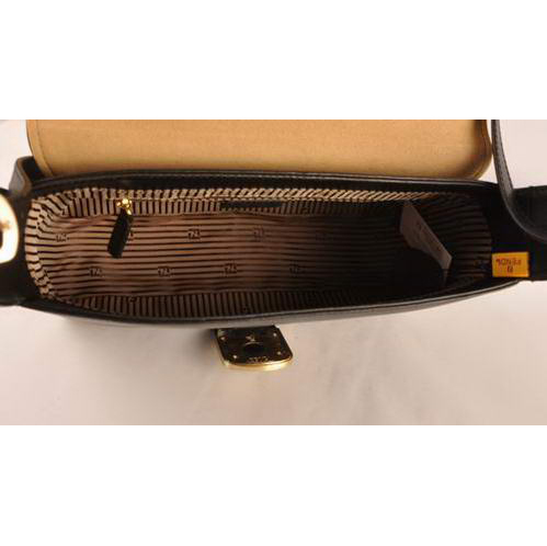 Fendi Chameleon Classic Saffiiano Leather Medium Shoulder Bag 2539 Black