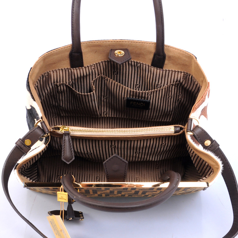 Fendi 2Jours Fabric&Horsehair Tote Bag F2552M