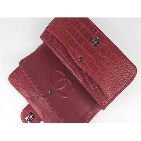 Chanel Fall Winter 2012 Croc Veins Leather Flap Bag A01112 Red