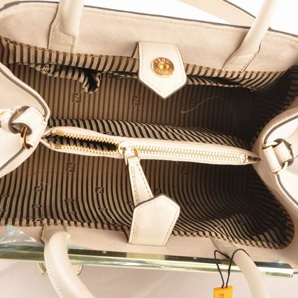 Fendi Fall Winter 2012 2Jours Saffiiano Leather Tote Bag 8BH250S Offwhite