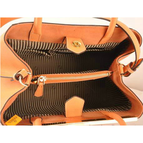 Fendi 2Jours Saffiiano Leather Tote Bag F2552S Light Orange