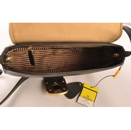 Fendi Chameleon Classic Saffiiano Leather Small Shoulder Bag 2541 Black