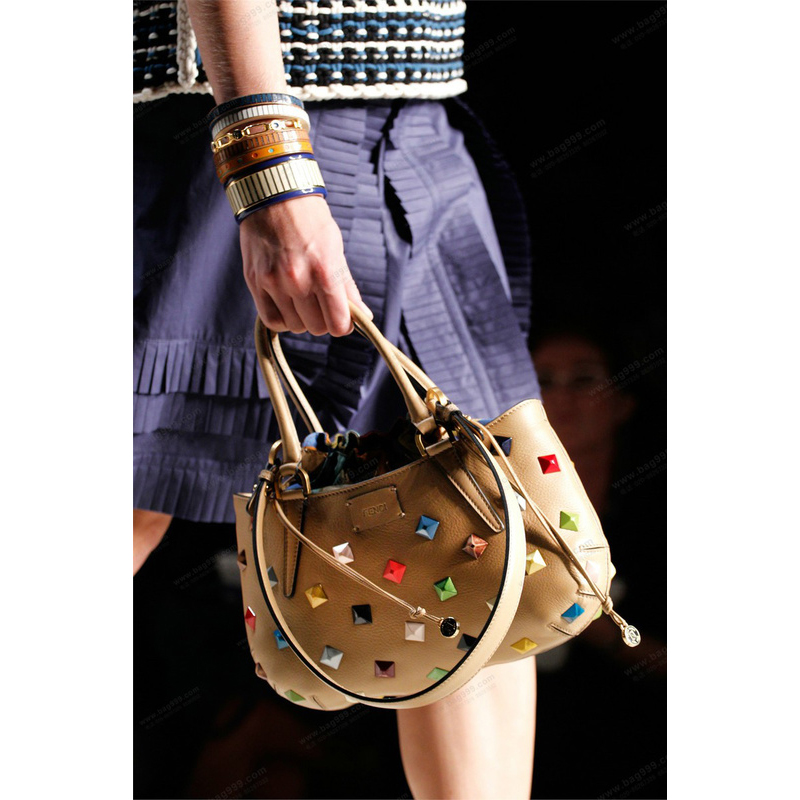 Fendi Borsa Multi-Color Studded Satchel