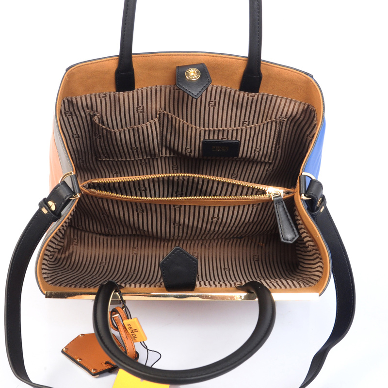 Fendi '2Jours Block' leather mixed colors handbags