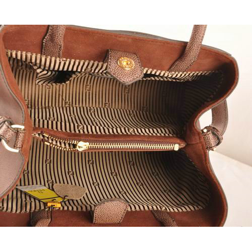 Fendi 2Jours Cannage&Ferrari Leather Tote Bag F2552S Brown